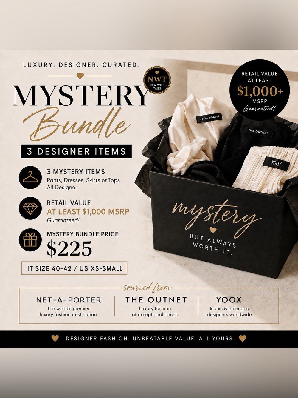 NWT LUXURY DESIGNER MYSTERY BUNDLE 3 PIECES ALL NWT $1,000+ MSRP